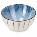 Bol 15 cm en céramique bleu et blanc à motif rayé émaillé