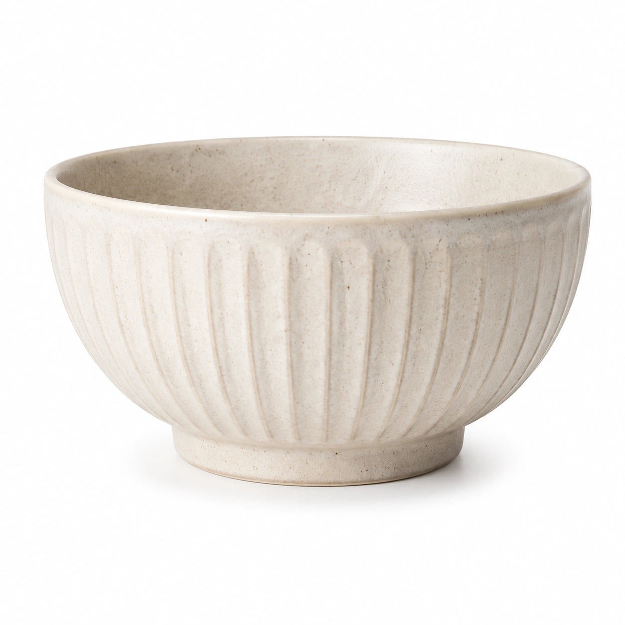 Bol 15 cm en céramique beige à relief strié pour repas et service