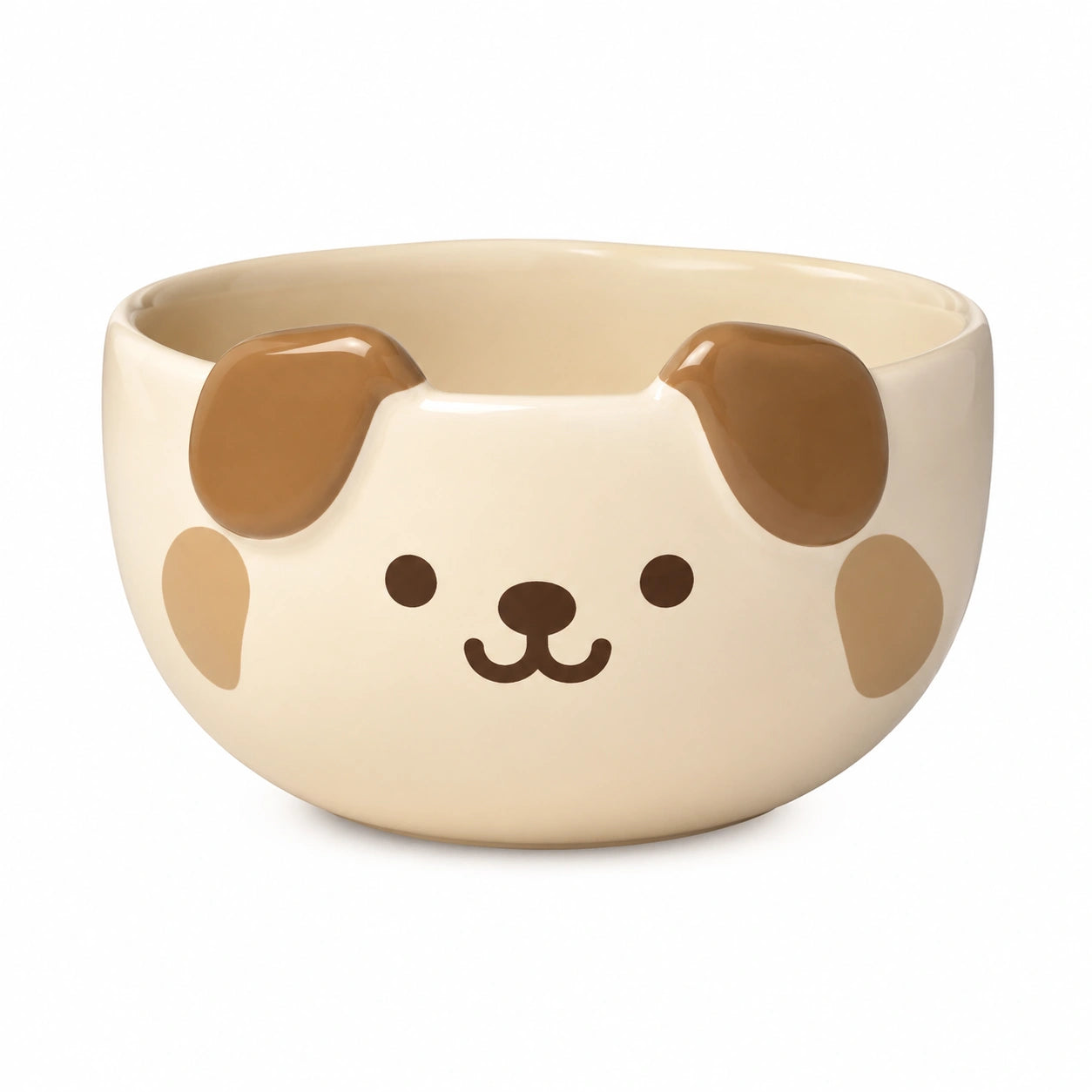 Bol 15 cm en céramique crème motif chien pour repas style ludique