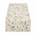 Chemin de table 180 x 33 cm en polyester beige motif botanique pour table style champêtre