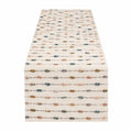 Chemin de table 180 x 40 cm en tissu tissé écru à motifs tressés multicolores