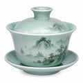 Gaiwan en porcelaine 180 ml vert céladon 10.5 cm pour infusion de thé avec couvercle et soucoupe