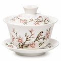 Gaiwan 150 ml en porcelaine blanche à motif floral pour infusion de thé