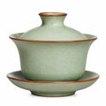 Gaiwan 150 ml en céramique vert céladon pour thé avec couvercle et soucoupe