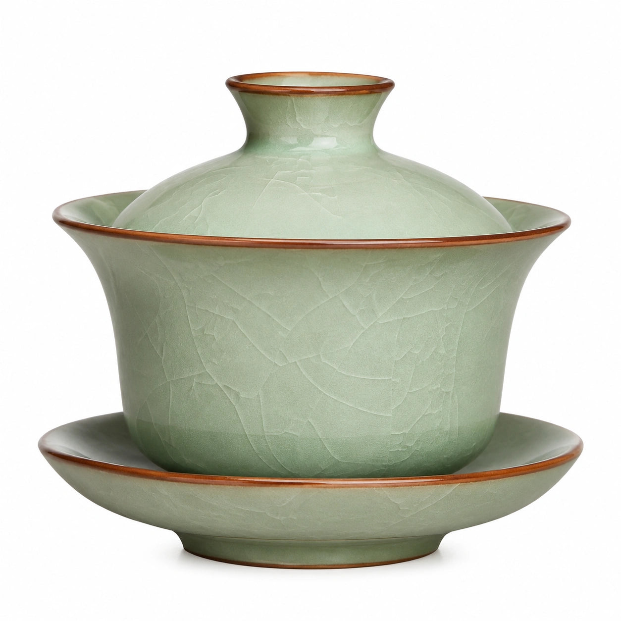Gaiwan 150 ml en céramique vert céladon pour thé avec couvercle et soucoupe