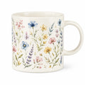 Mug 350 ml en céramique blanc à fleurs avec anse