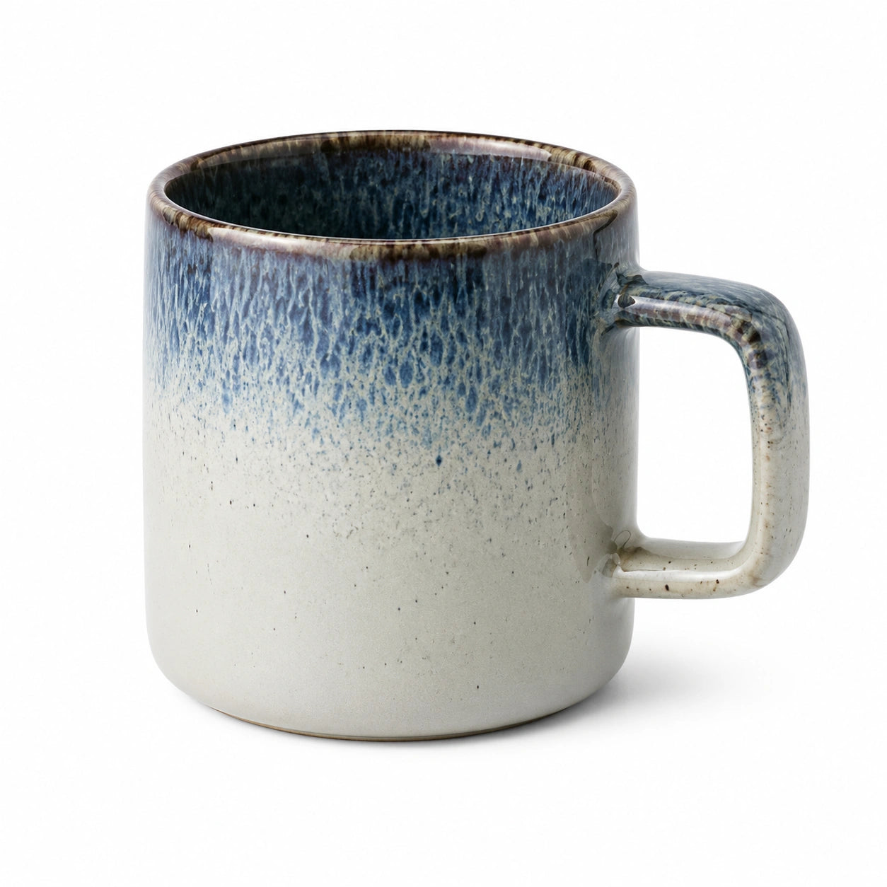 Mug en céramique 400 ml bleu et blanc style artisanal