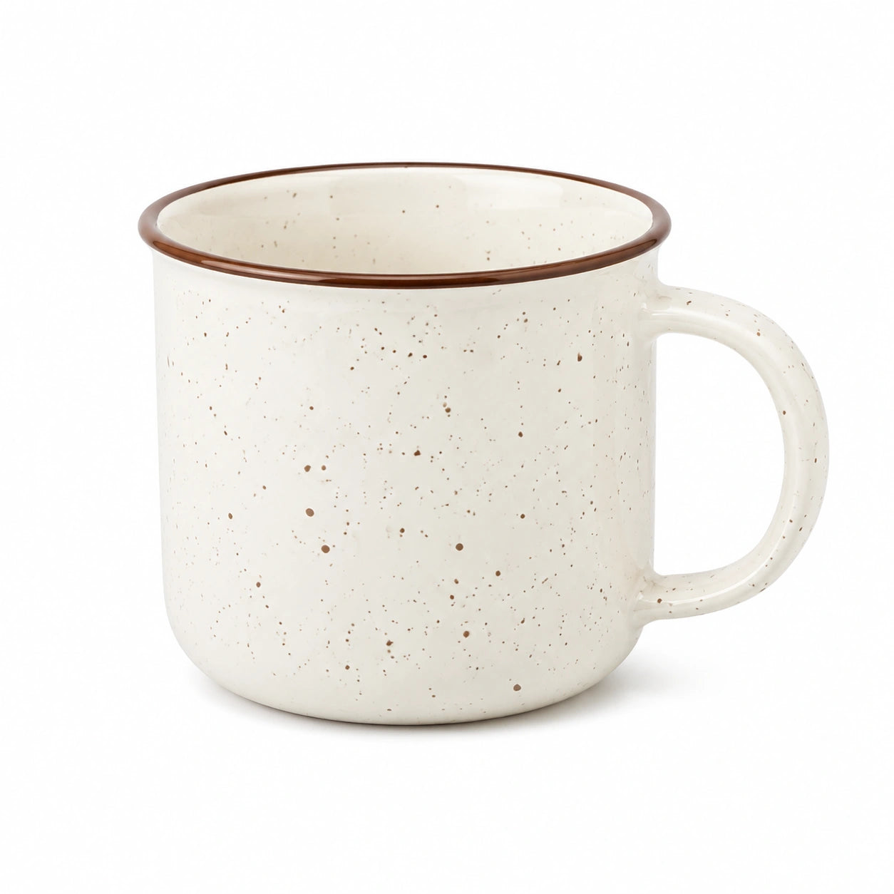 Mug 350 ml en céramique blanc moucheté pour boissons chaudes - style rustique