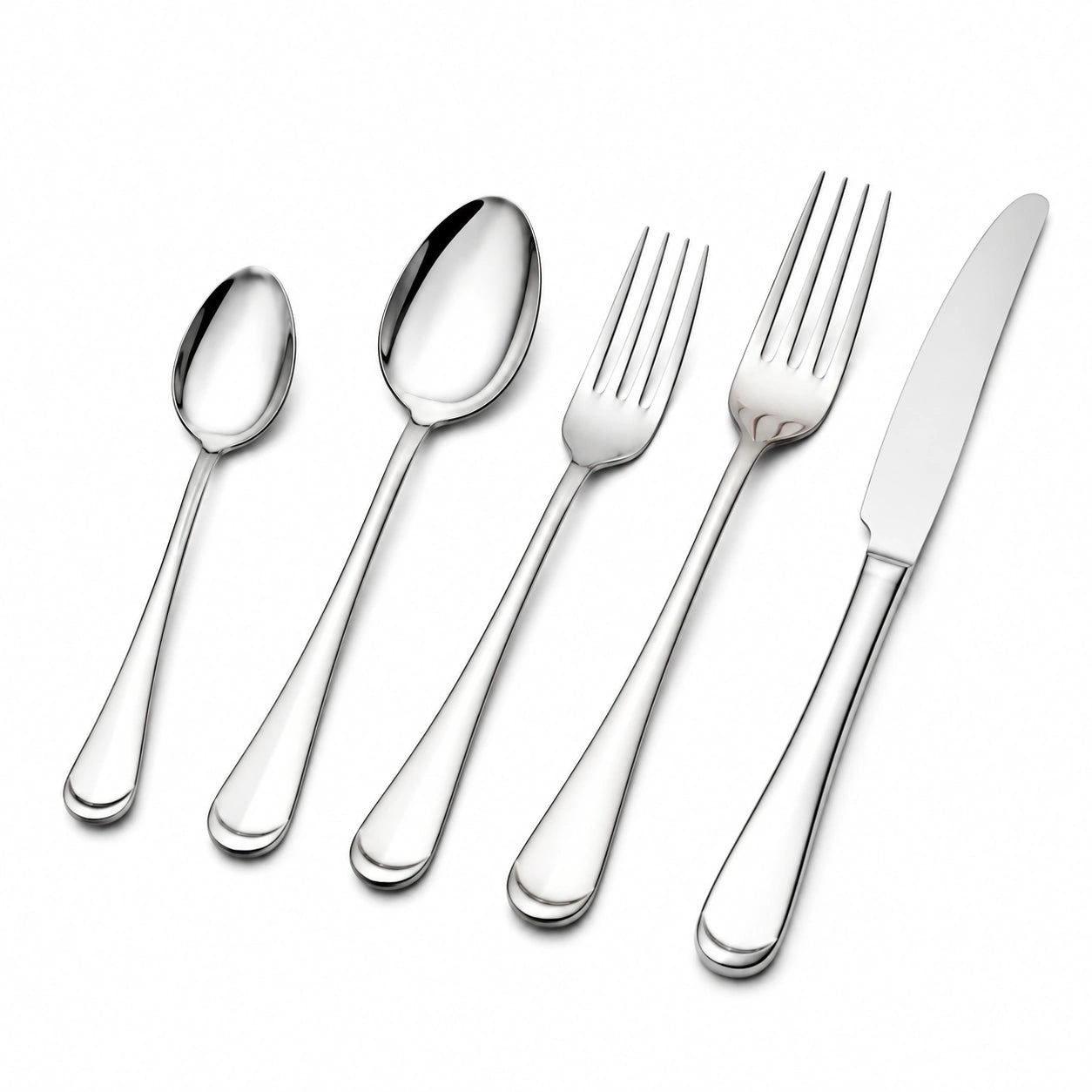 Ménagère 5 pièces en acier inoxydable argenté pour table style classique