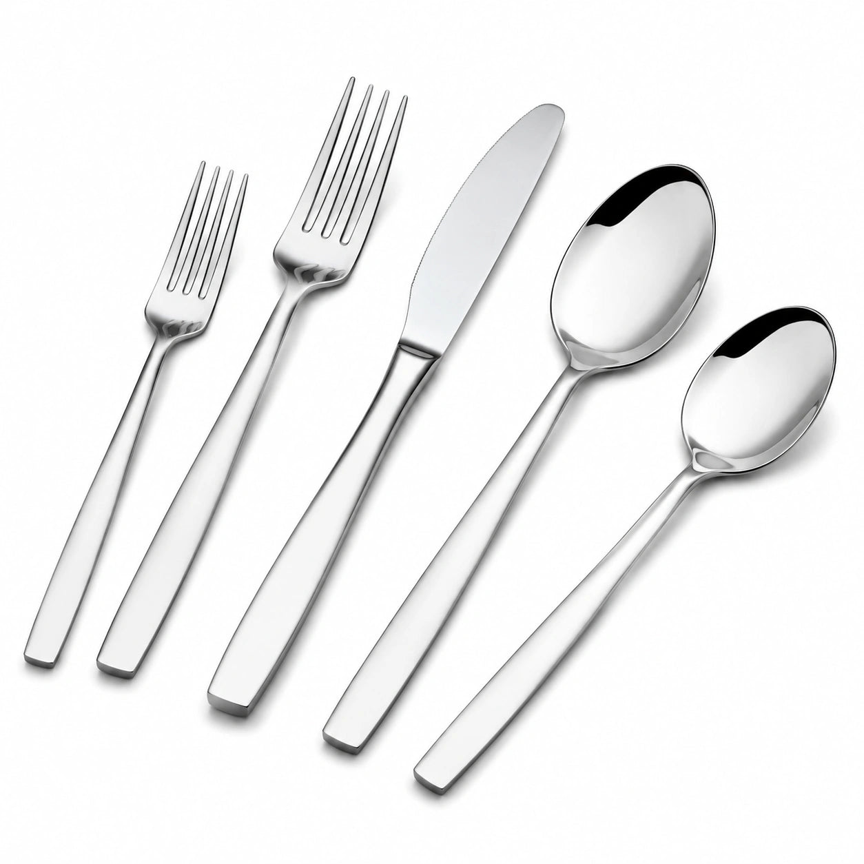Ménagère 5 pièces 14 à 22 cm en acier inoxydable argenté finition polie
