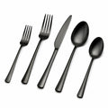 Ménagère 5 pièces 22.5 cm en acier inoxydable noir finition polie pour table