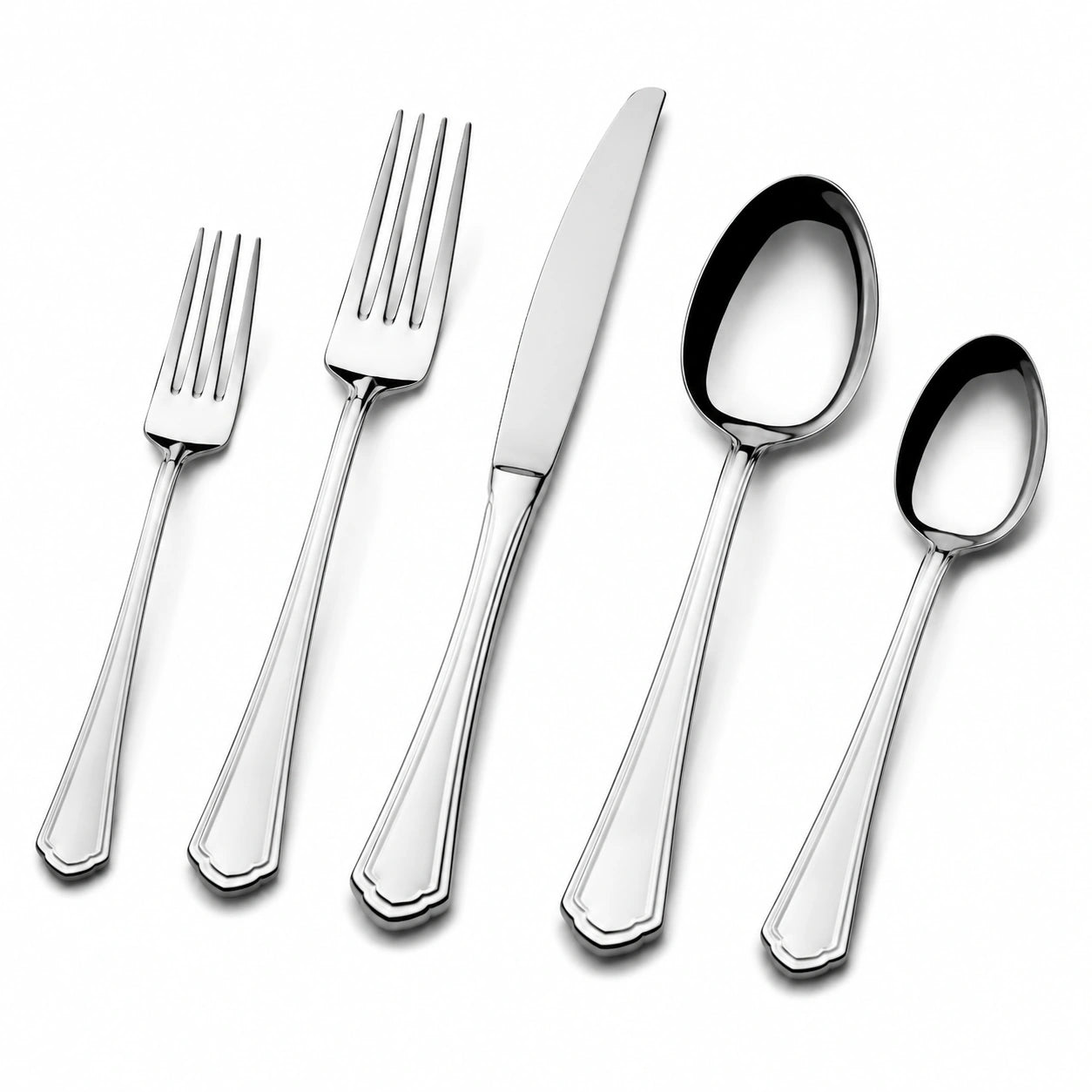 Ménagère 5 pièces 16 à 23 cm en acier inoxydable argenté style classique