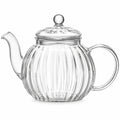 Théière en verre 1.20 L transparente à couvercle pour infusion nervurée