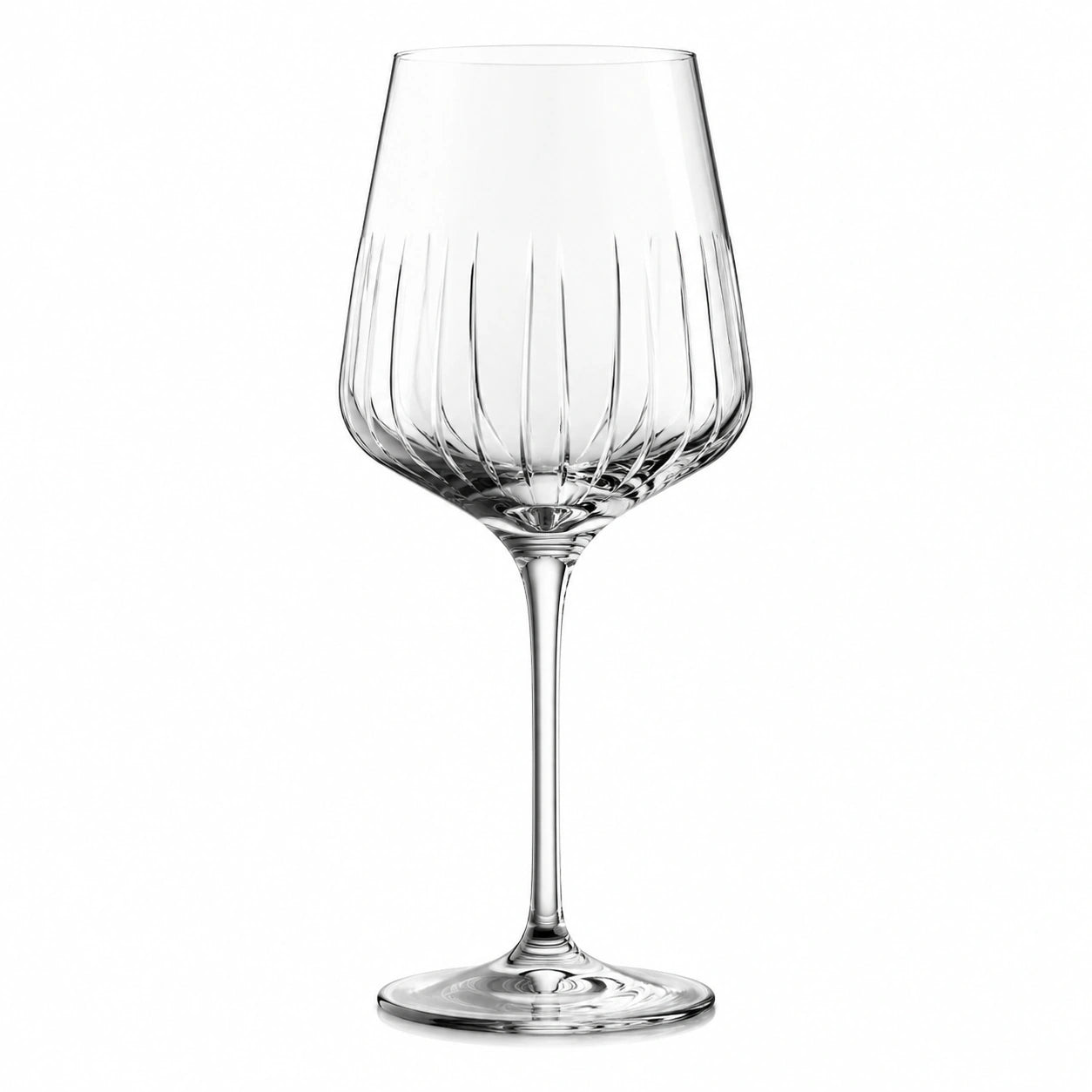 Verre à vin 650 ml en verre transparent cannelé sur pied